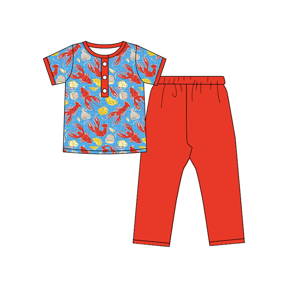 Baby Boys Crayfishes Button Top Leggings Mardigras Clothes Sets Preorder