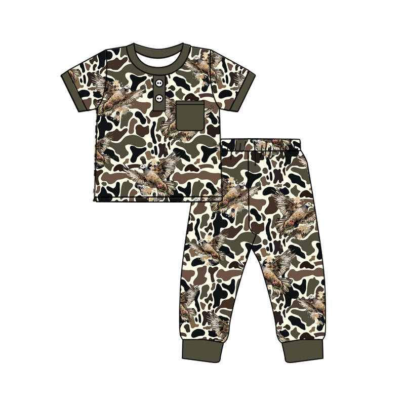 Baby Boys Camo Eagles Pocket Top Pants Southern Clothes Sets Preorder