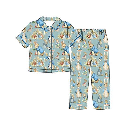 Baby Boys Carrots Rabbits Button Top Pants Easter Pajamas Sets Preorder