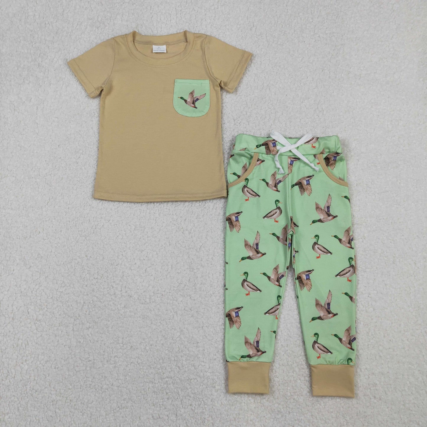 Sibling Baby Boys Short Sleeve Dogs Ducks Top Pants Hunting Pajamas Clothes Sets