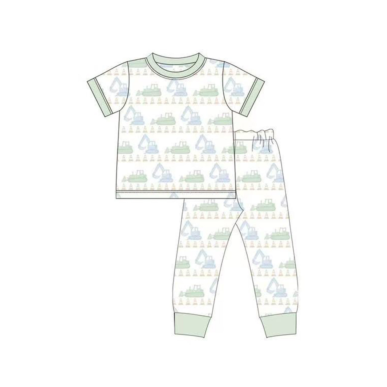 Baby Boys Excavators Tractors Top Pants Pajamas Sets Preorder