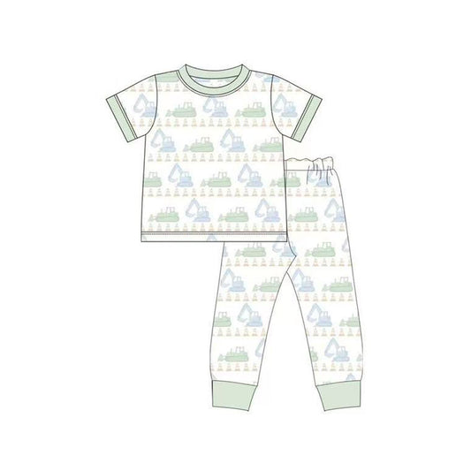 Baby Boys Excavators Tractors Top Pants Pajamas Sets Preorder