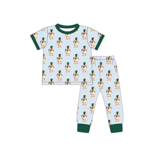 Baby Boys Green Ducks Plaid Top Pants Hunting Pajamas Sets Preorder