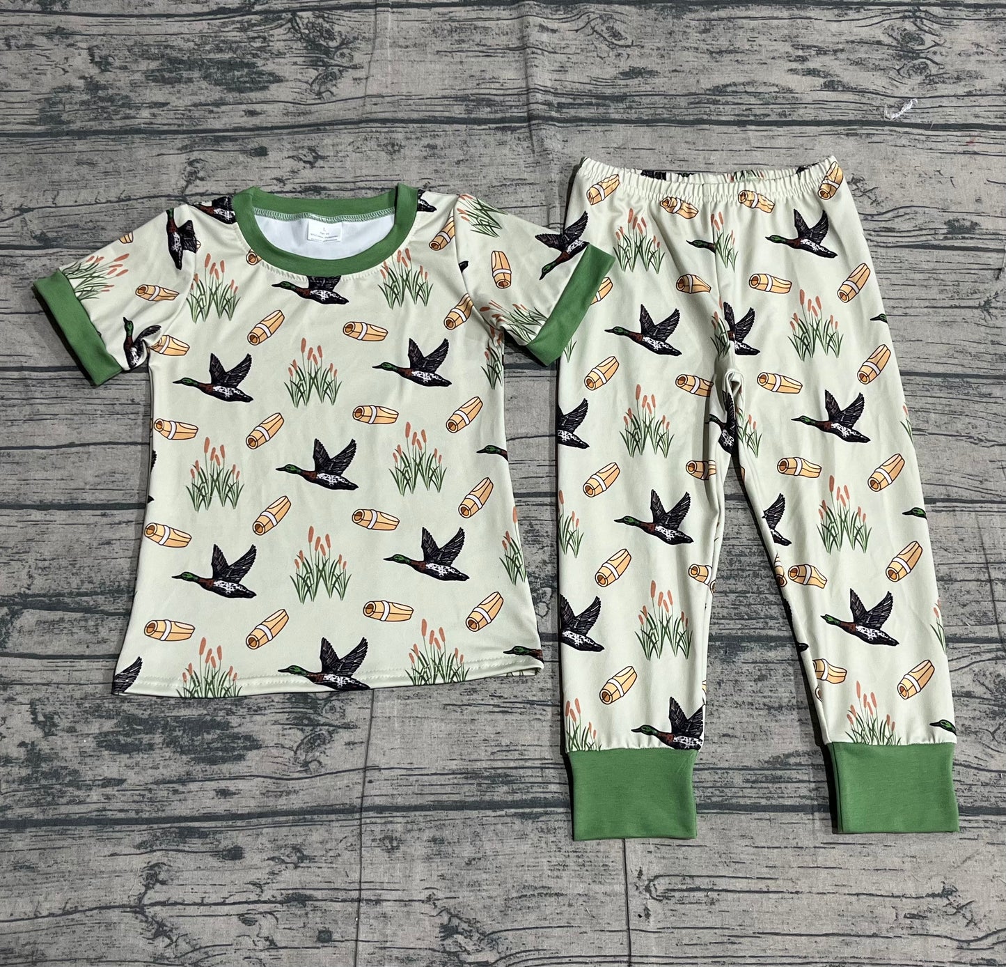 Baby Boys Green Ducks Calls Top Pants Hunting Pajamas Sets