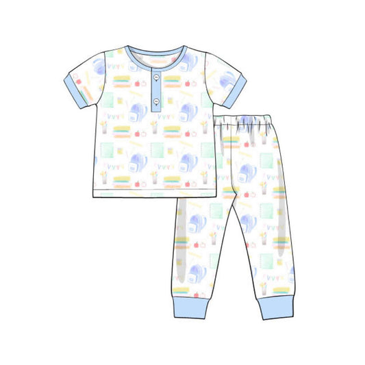 Baby Boys Button Top Back to School Pajamas Set Preorder