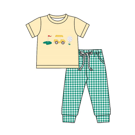 Baby Boys Golf Trucks Top Checked Pockets Jogger Clothes Sets Preorder