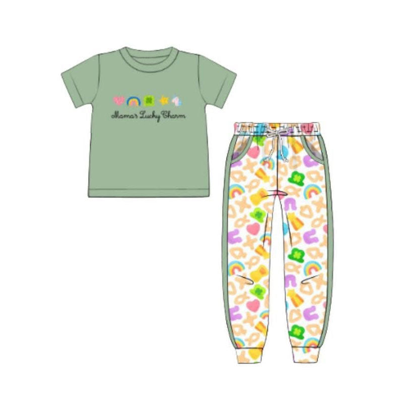 Baby Boys Clovers Rainbows Top Pockets Jogger St Patrick Clothes Sets Preorder