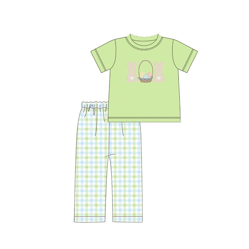 Baby Boys Rabbits Eggs Top Checked Pants Easter Clothes Sets Preorder