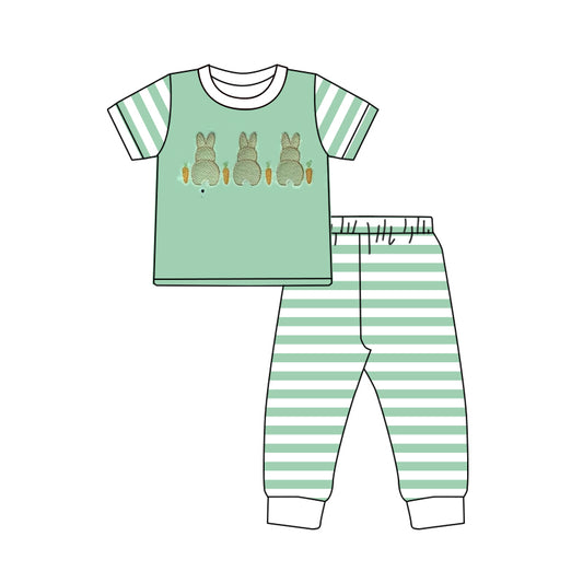 Baby Boys Carrots Rabbits Top Stripe Pants Easter Pajamas Sets Preorder