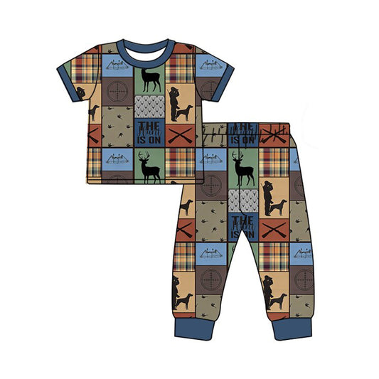 Baby Boys Deer Checked Top Pants Hunting Pajamas Sets Preorder