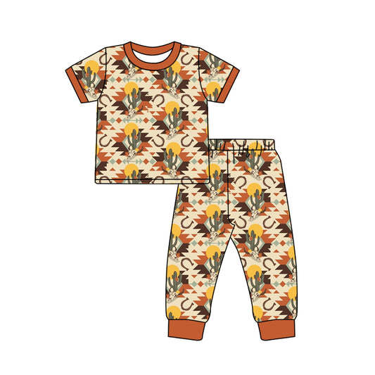 Baby Boys Aztec Cactus Top Pants Western Pajamas Sets Preorder