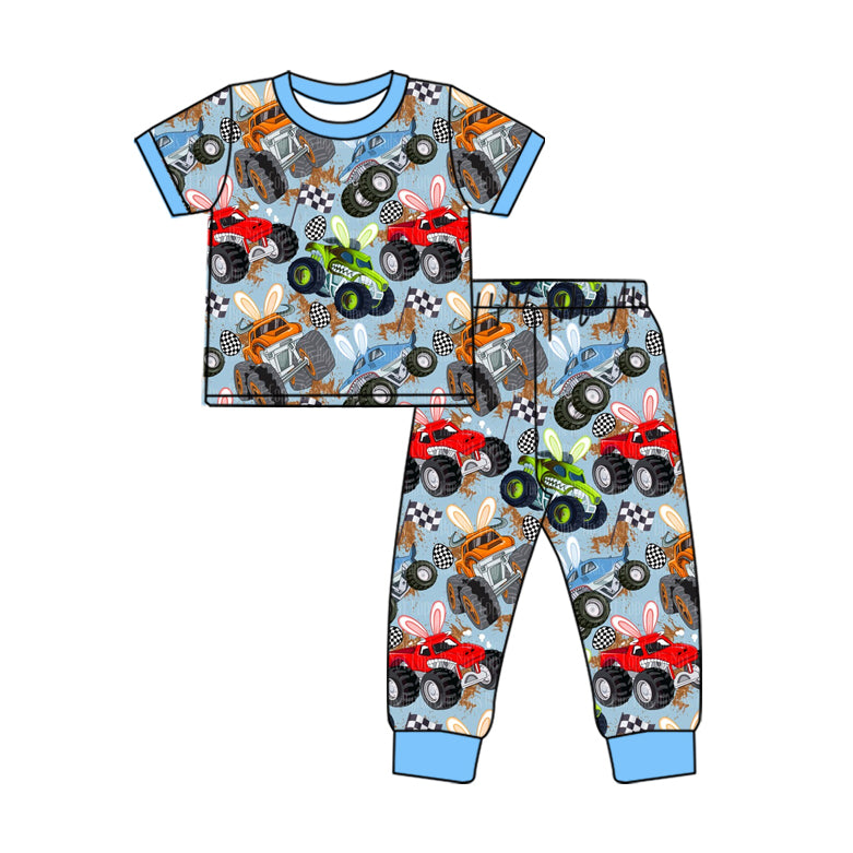 Baby Boys Bunny Motors Eggs Top Pants Easter Pajamas Sets Preorder