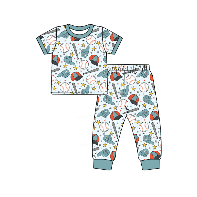 Baby Boys Baseballs Stars Top Pants Team Pajamas Sets Preorder