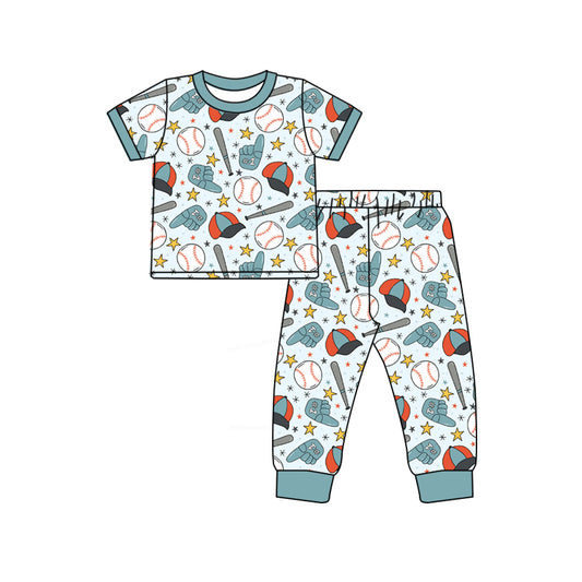 Baby Boys Baseballs Stars Top Pants Team Pajamas Sets Preorder