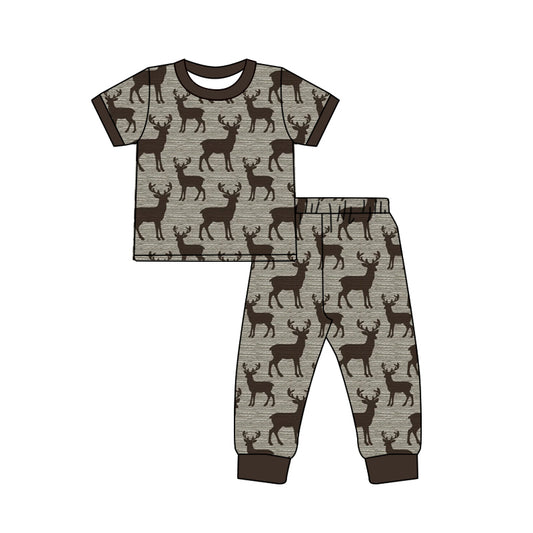 Baby Boys Short Sleeve Deer Top Pant Hunting Pajamas Sets Preorder