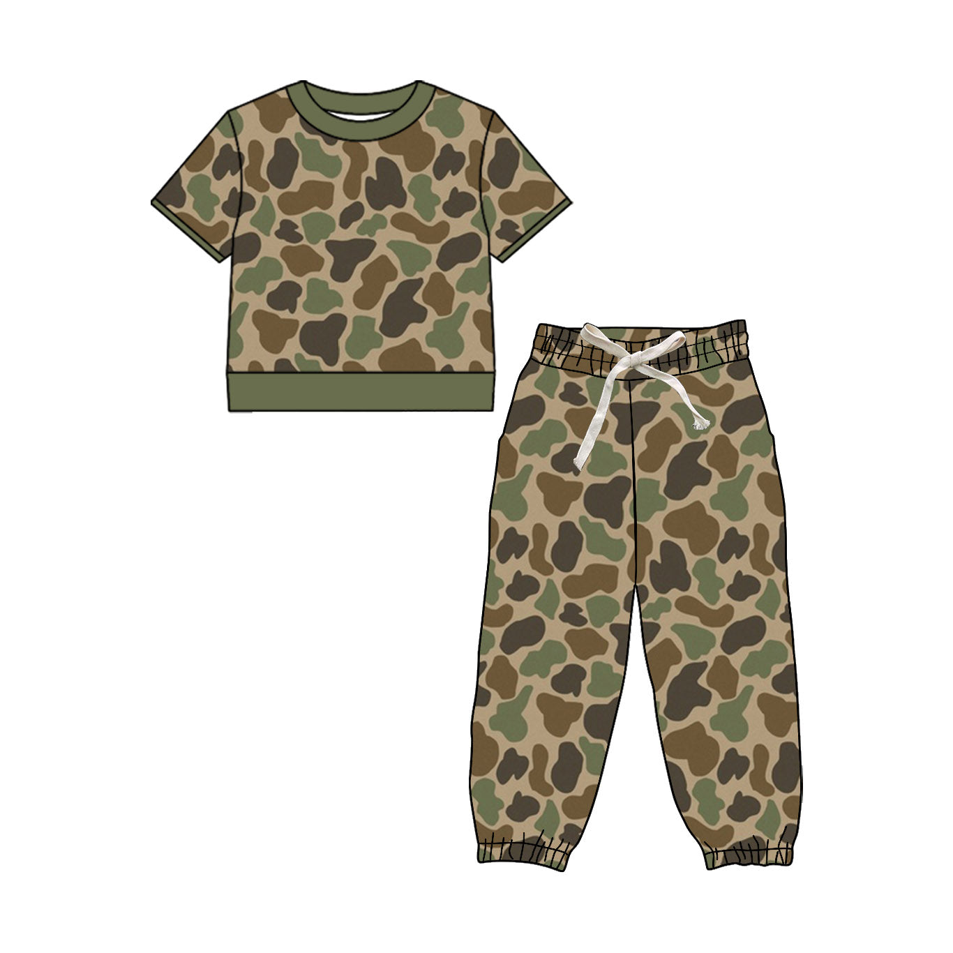 Baby Boys Short Sleeve Southern Green Camo Top Jogger Pant Pajamas Clothes Sets Preorder