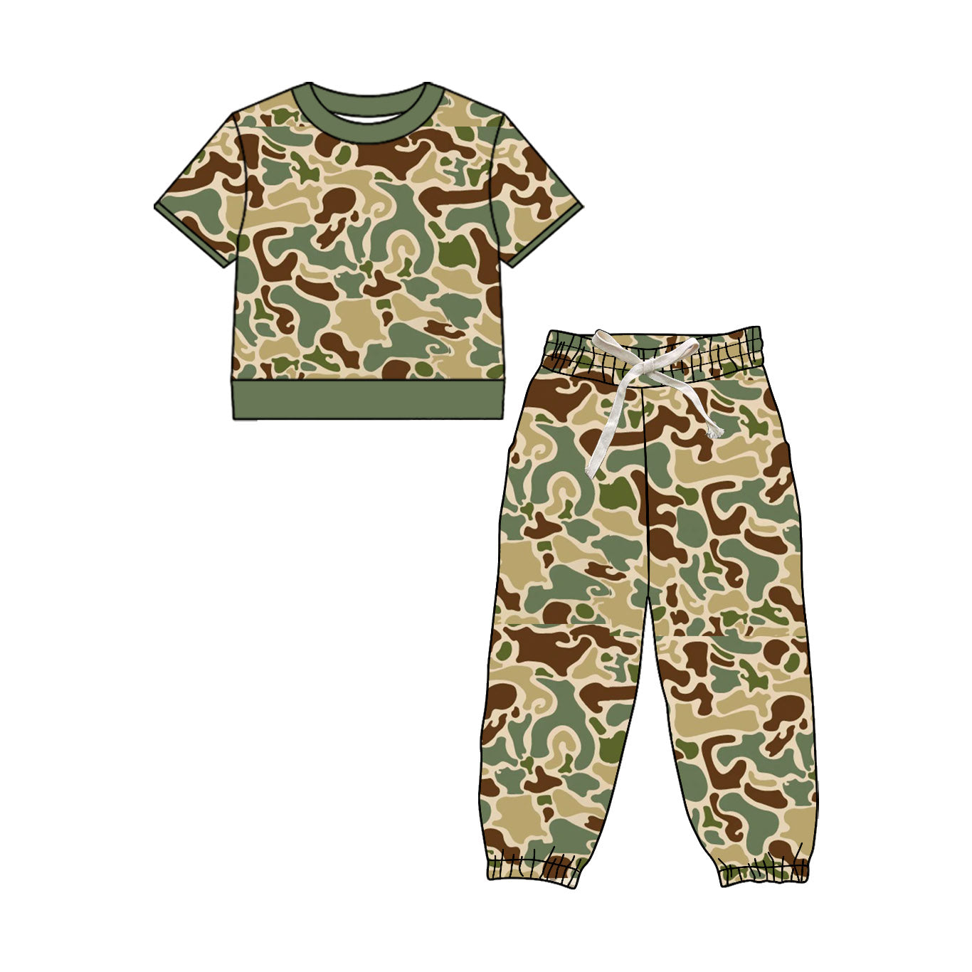 Baby Boys Short Sleeve Southern Yellow Camo Top Jogger Pant Pajamas Clothes Sets Preorder