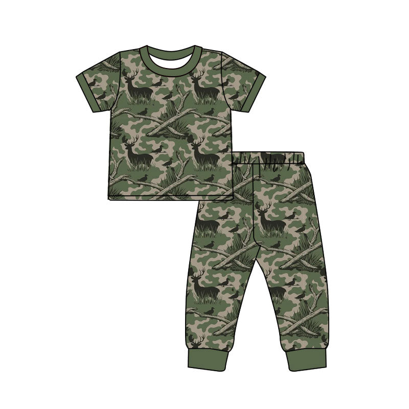 Baby Boys Southern Camo Deer Ducks Top Pant Hunting Clothes Sets Preorder