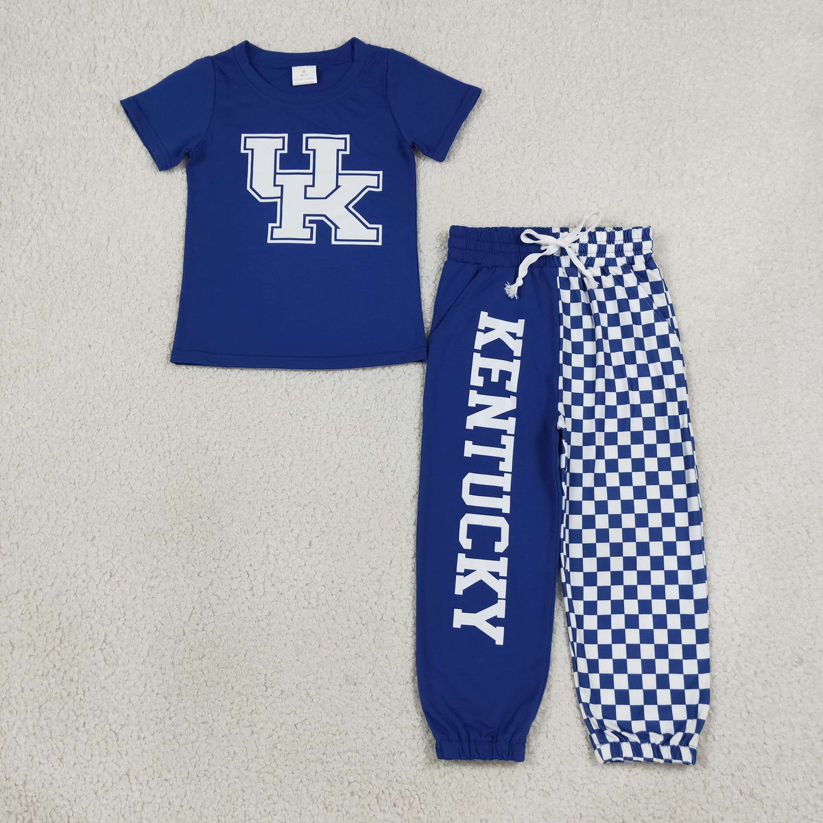 Baby Boys Vinyl Kentucky Top Pockets Checked Joggers Team Clothes Sets