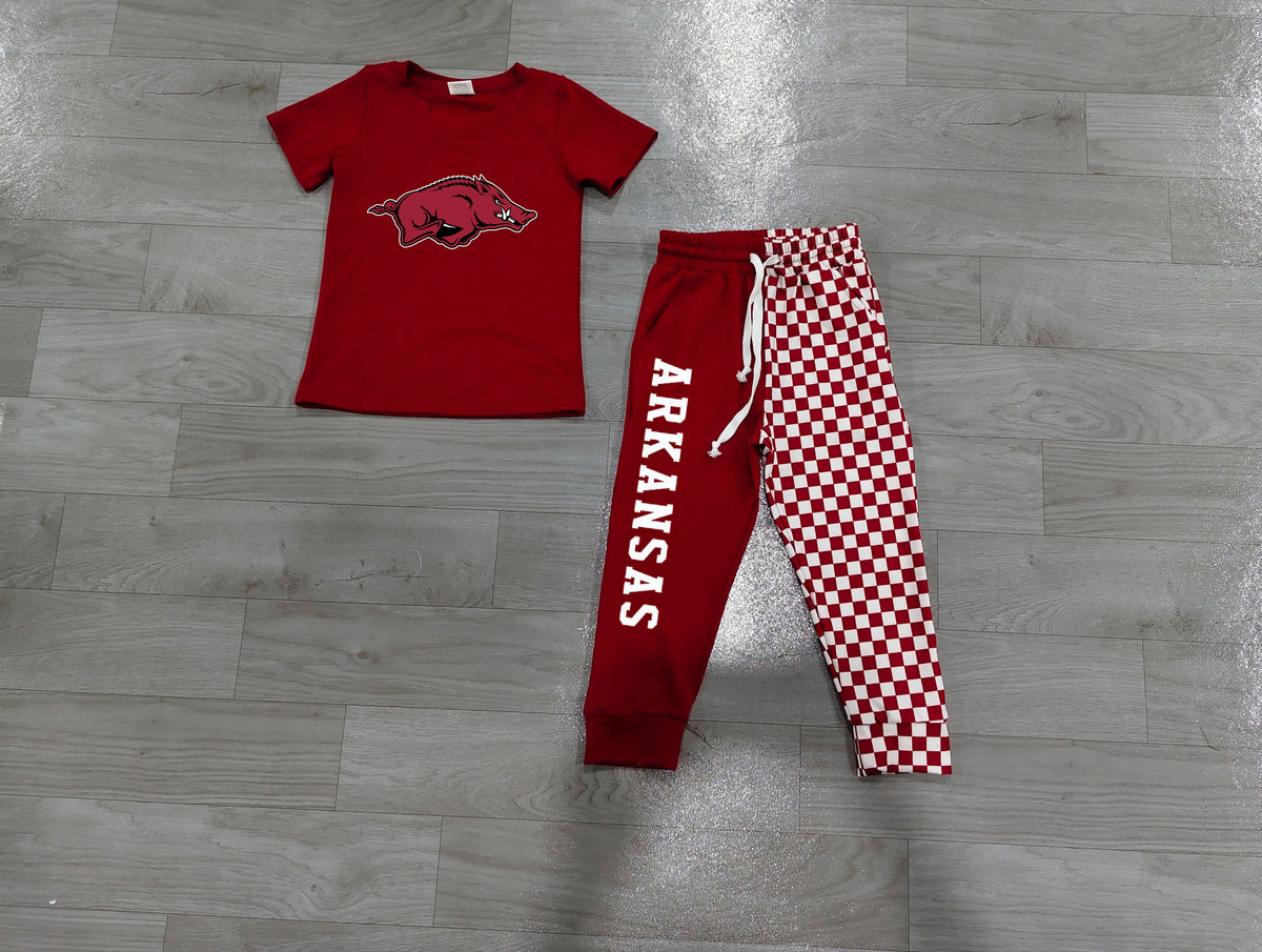 Baby Boys Vinyl Arkansas Top Pockets Joggers Team Clothes Sets Preorder