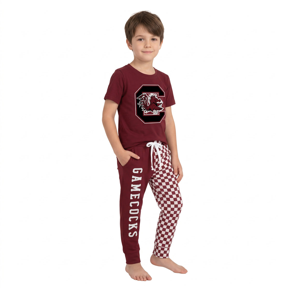 Baby Boys Vinyl Gamecocks Shirt Top Pockets Joggers Team Clothes Sets