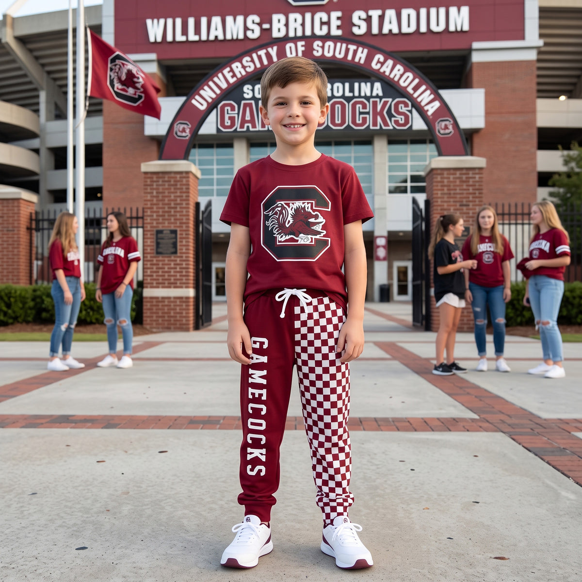 Baby Boys Vinyl Gamecocks Shirt Top Pockets Joggers Team Clothes Sets