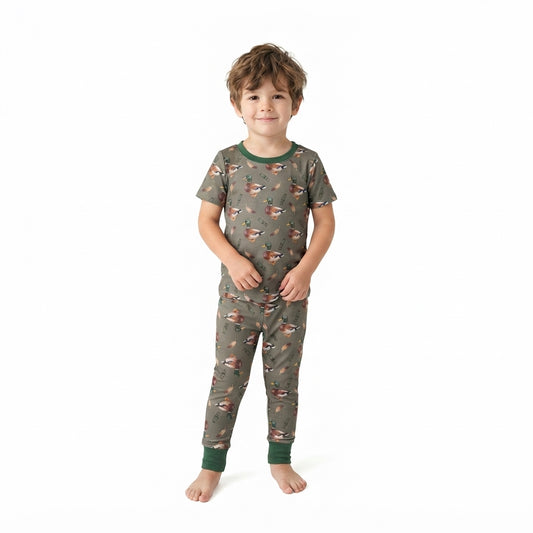 Baby Boys Green Ducks Calls Top Pockets Joggers Hunting Clothes Set