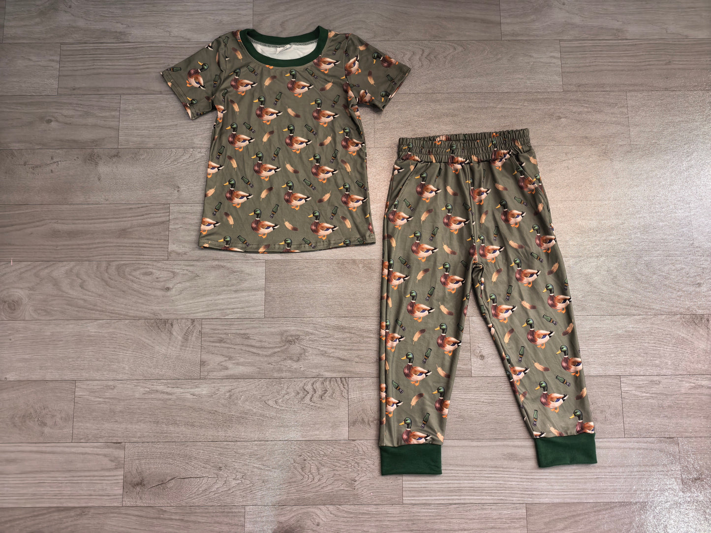 Baby Boys Green Ducks Calls Top Pockets Joggers Hunting Clothes Set Preorder