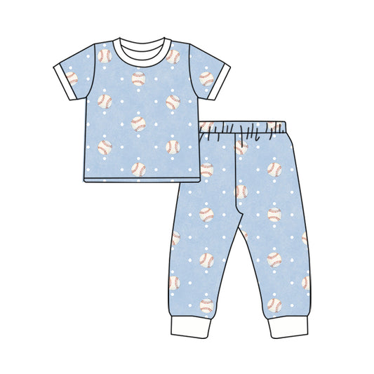 Baby Boys Baseballs Polka Dots Top Pant Team Pajamas Set Preorder