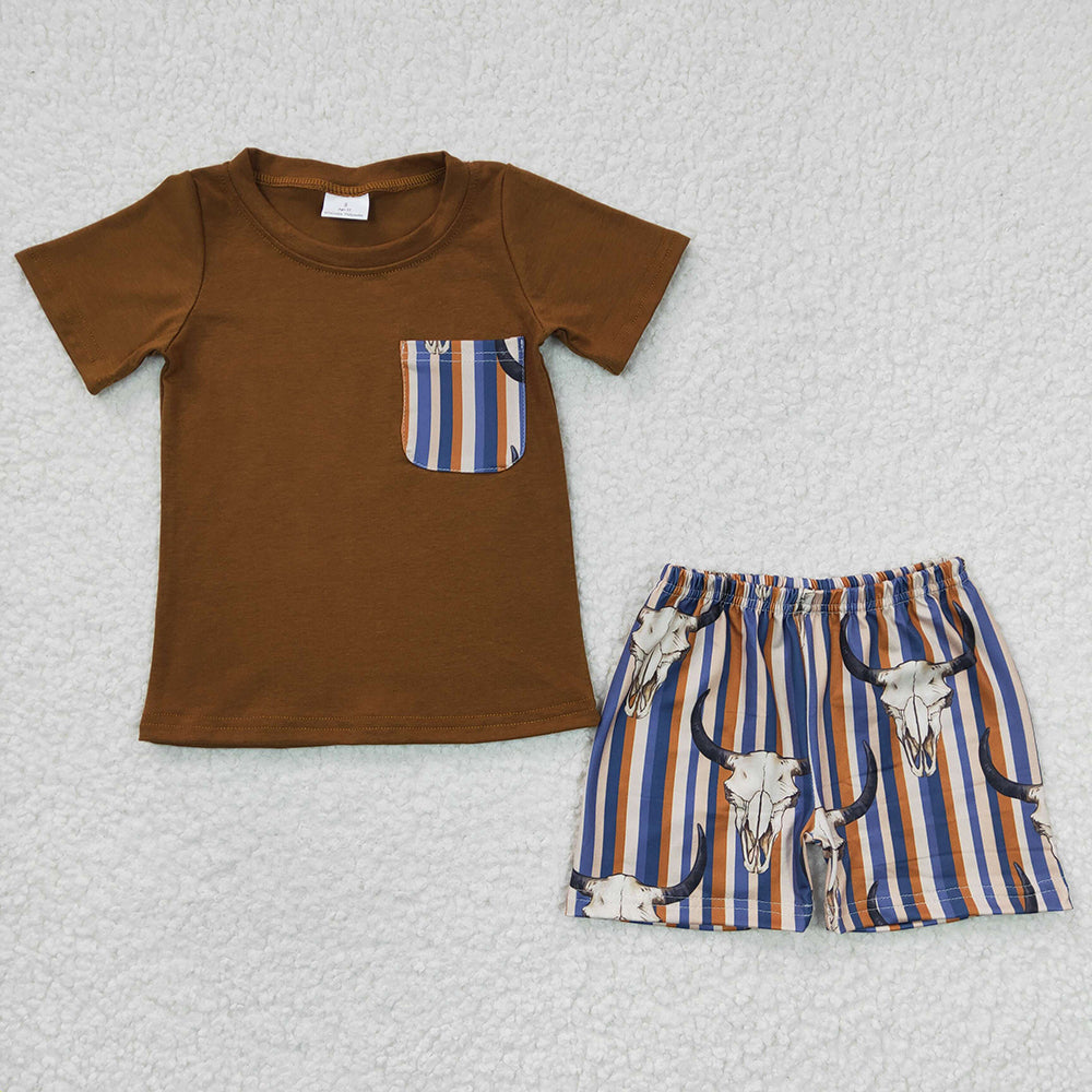 Sibling Brothers Baby Boys Cowboy Western Summer Shorts Sets