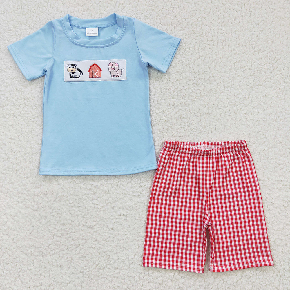 Sibling Boys Baby Girls Farm Summer Rompers Shorts Sets