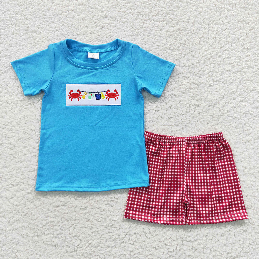 Sibling Boys Baby Girls Crab Summer Shorts Sets