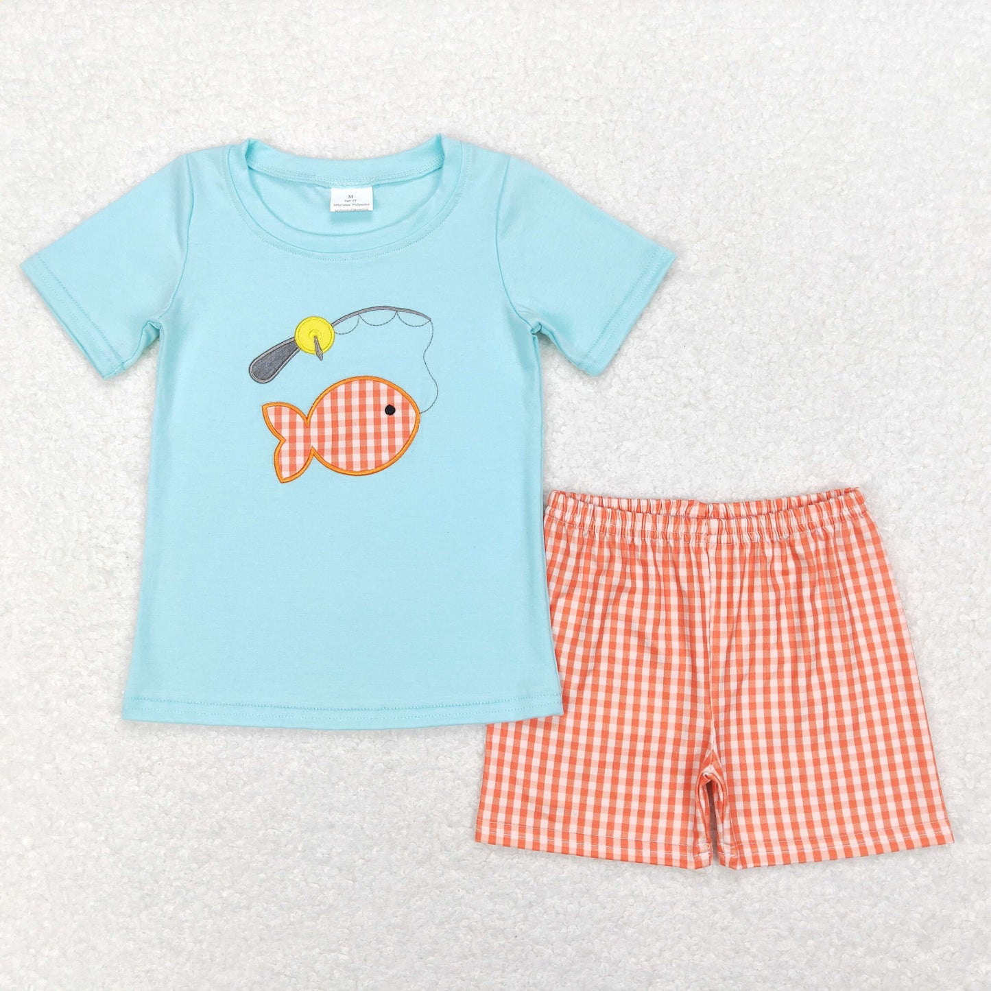 Sibling Baby Boys Embroidery Fishing Top Shorts Hunting Clothes Sets