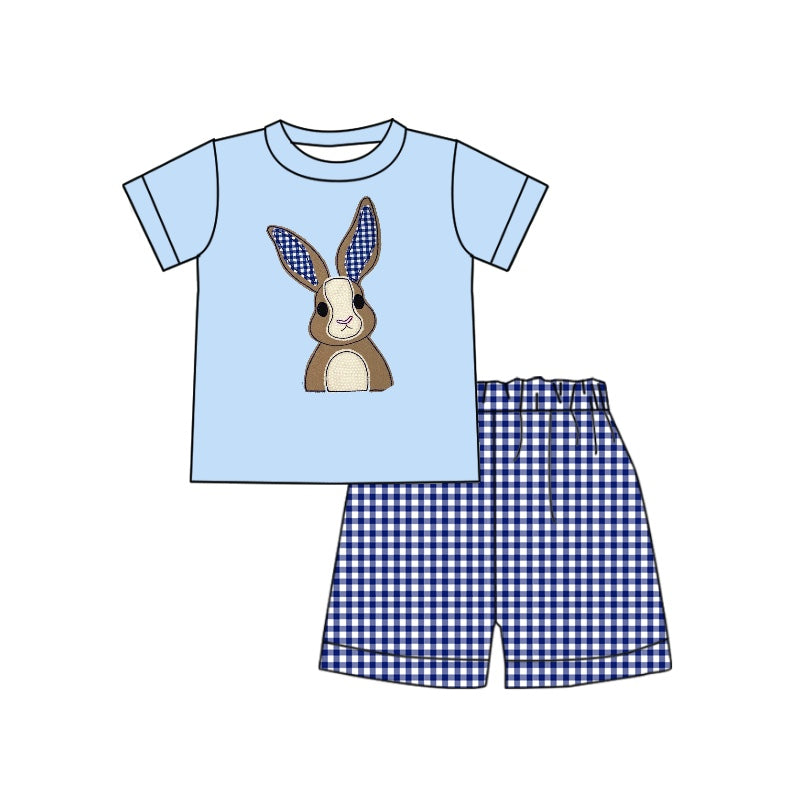 Baby Boys Blue Rabbit Easter Short Sleeve Shirts Top Shorts Clothes Sets preorder