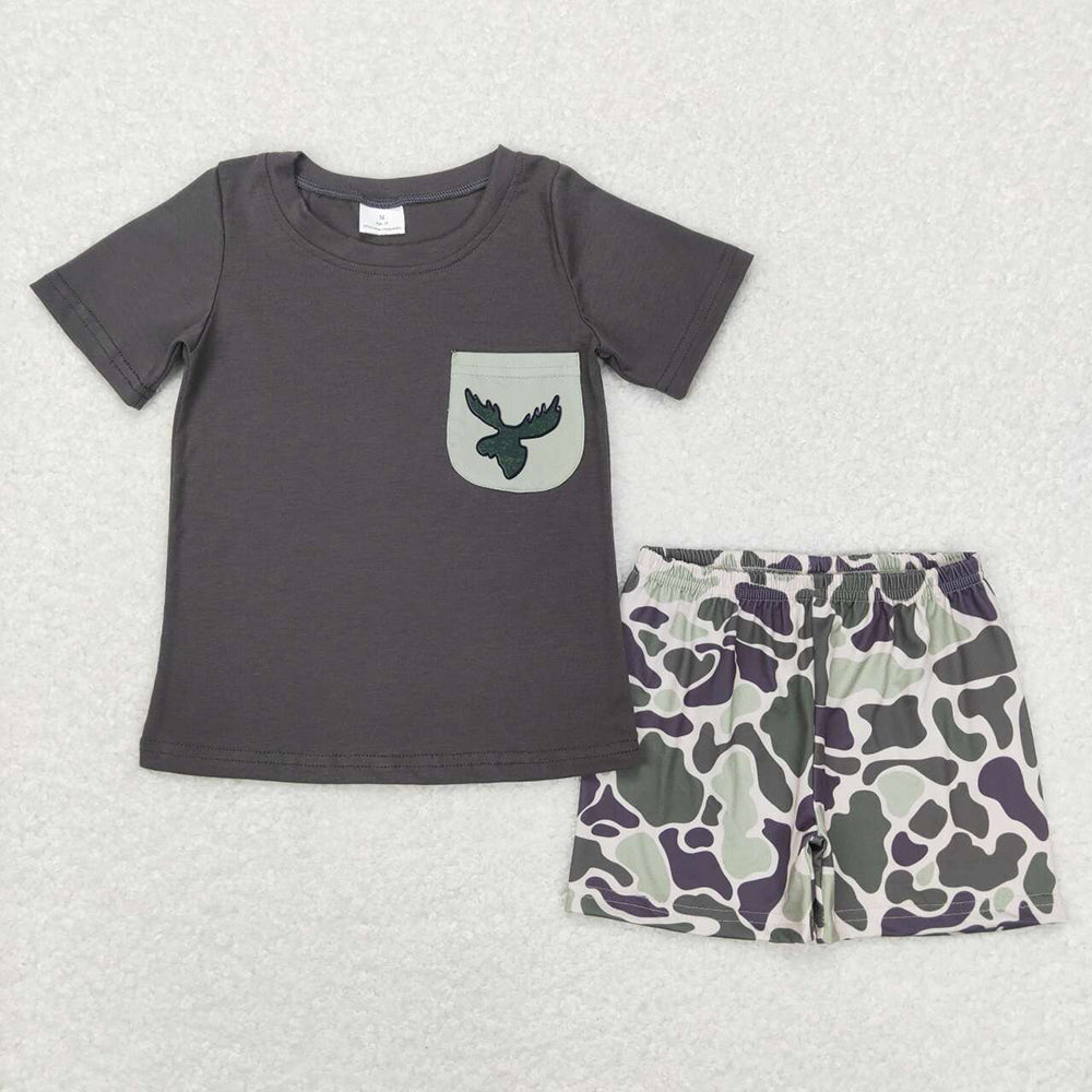 7 Colors Sibling Baby Boys Camouflage Pocket Shirt Shorts Summer Outfits