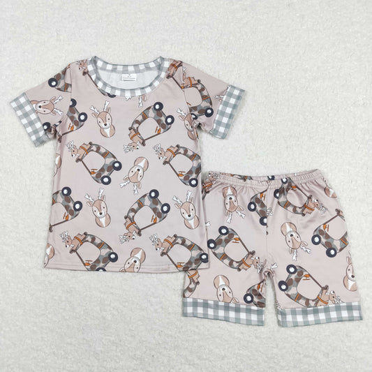 Sibling Baby Boys Short Sleeve Deer Fishing Top Shorts Hunting Pajamas Sets