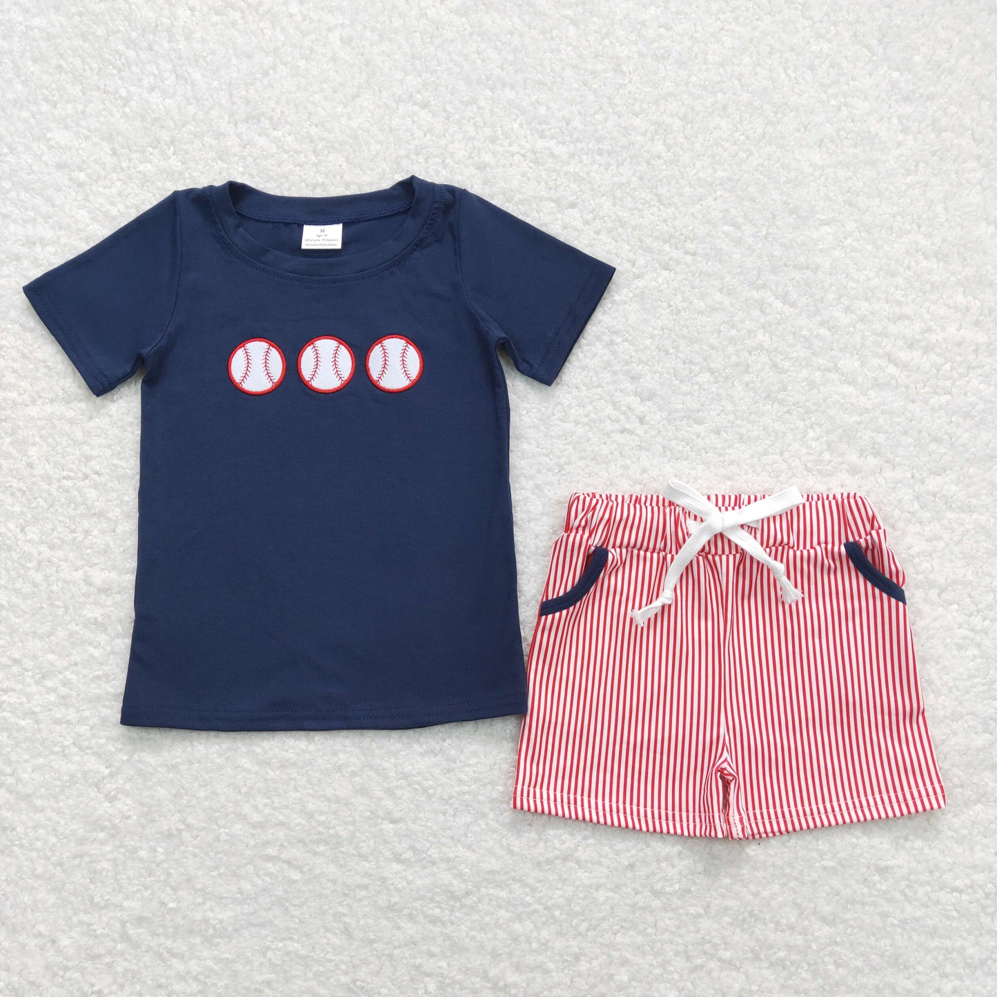 Sibling Baby Boys Embroidery Baseball Top Shorts Bummies Outfits Clothes Sets