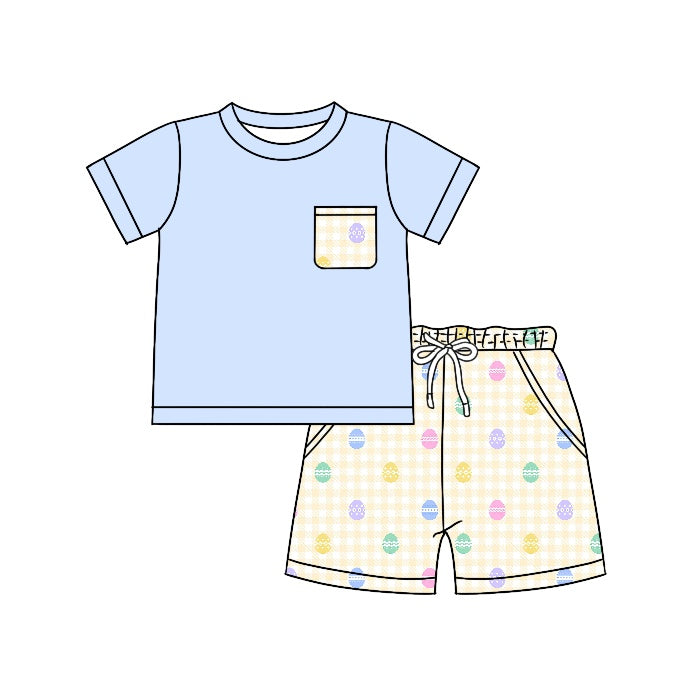 Baby Boys Easter Eggs Pocket Shirt Shorts Clothes Sets preorder