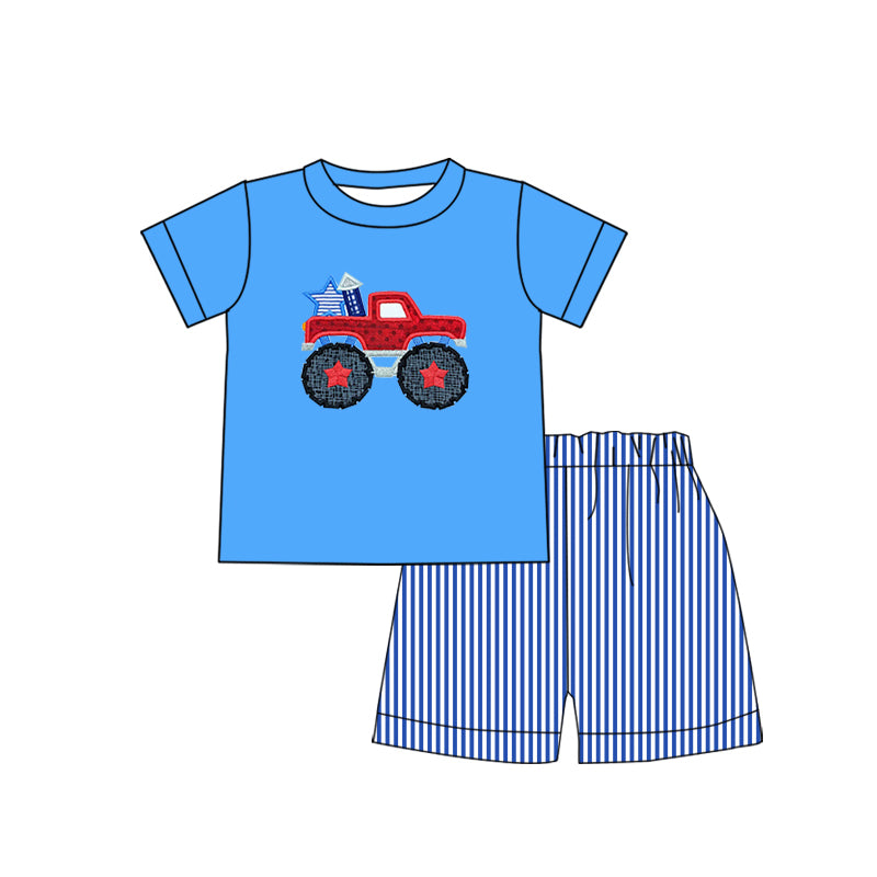 Baby Boys 4th Of July Firework Tractor Top Shorts Clothes Preorder