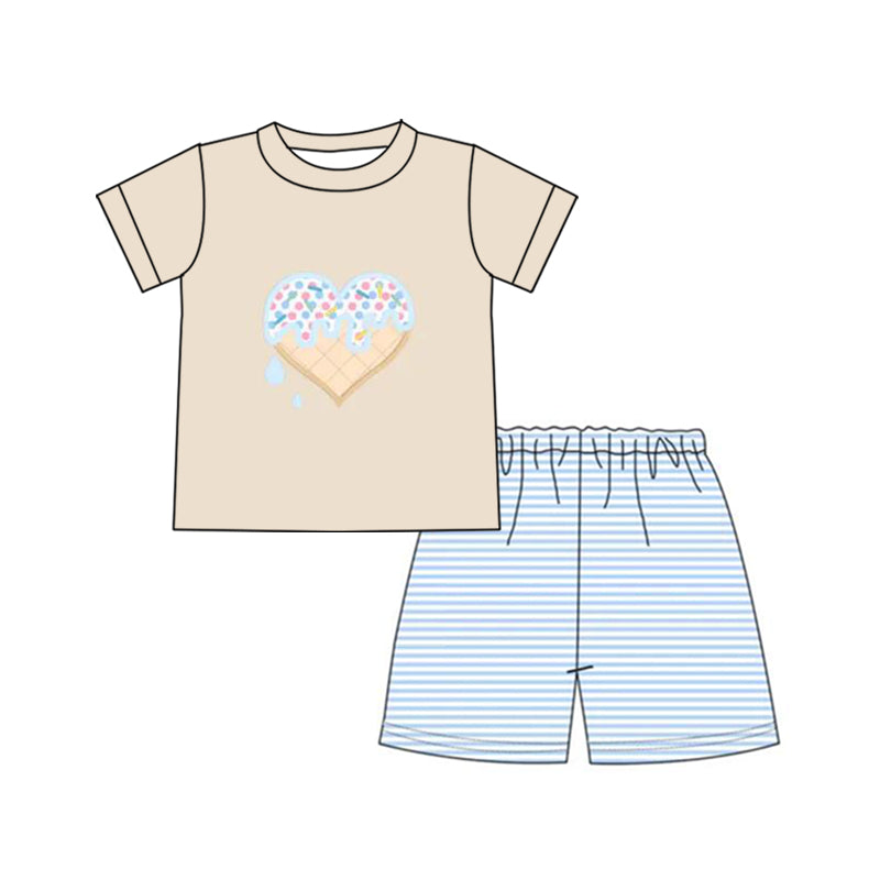 Baby Boys Toddler Hearts Tee Shirt Top Shorts Outfits Sets Preorder