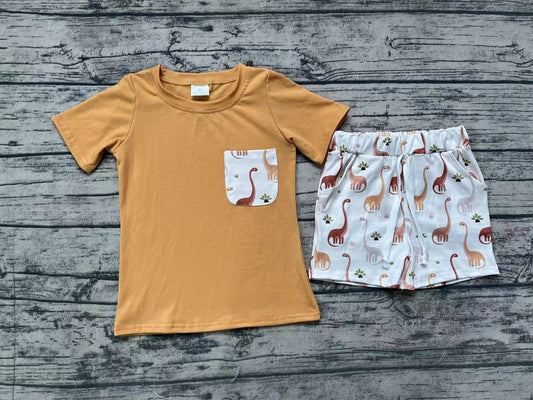 Baby Boys Dinosaur Tee Pocket Shirts Shorts Outfits Clothes Sets