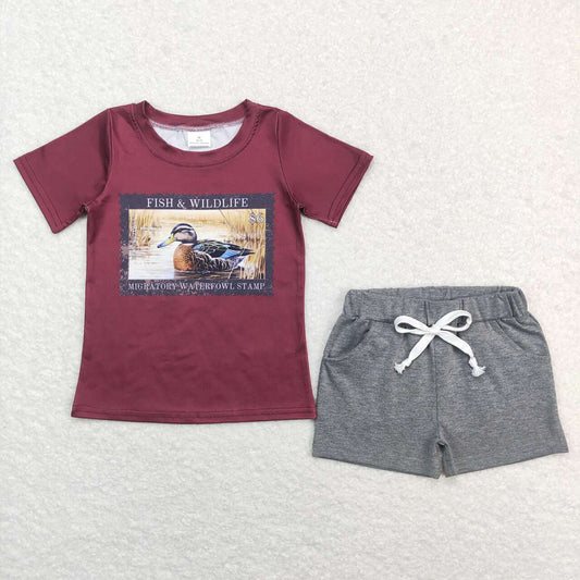 Baby Boys Fish Wildlife Tee Shirts Grey Shorts Summer Clothes Sets