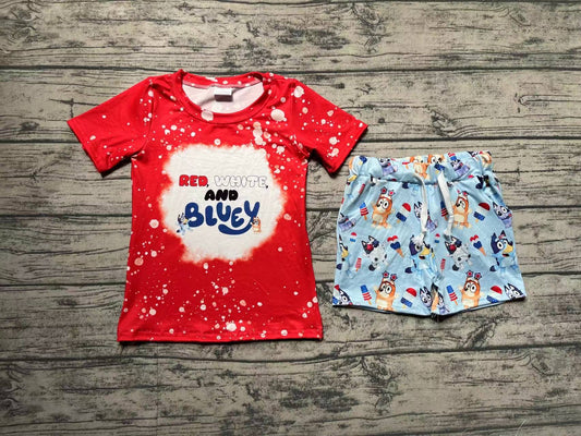 Baby Boys 4th Of July Red Dog Shirts Shorts Clothes Sets preorder