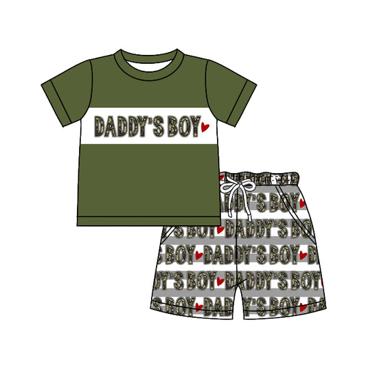 Baby Boys Daddy's Boy Green Tee Shirts Shorts Clothes Sets Preorder