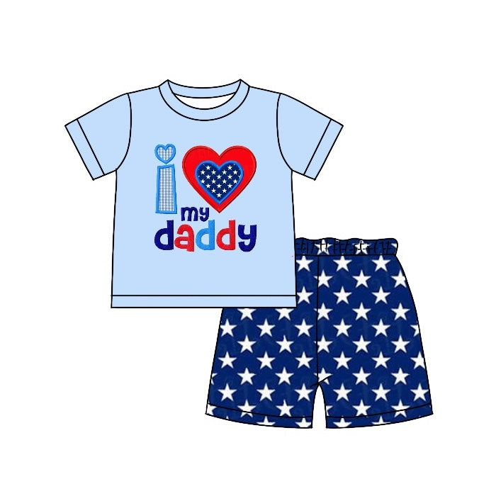 Baby Boys I Love My Daddy Shirt Stars Shorts Clothes Sets Preorder