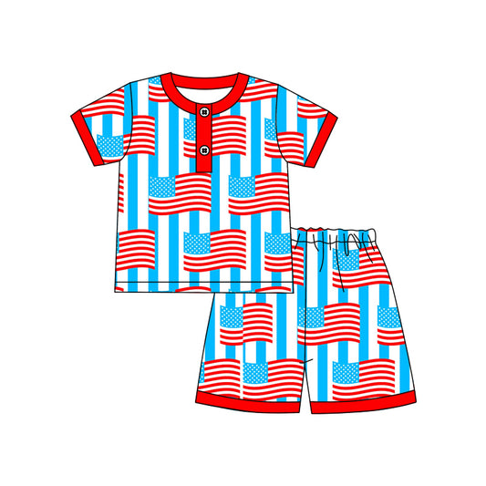 Baby Boys Flags 4th Of July Shirts Shorts Pajamas Clothes Sets Preorder