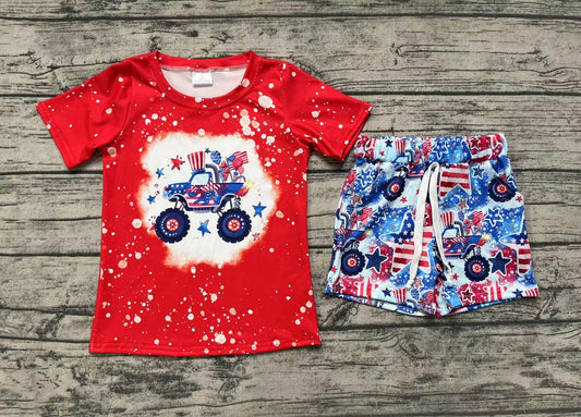 Baby Boys 4th Of July Truck Tee Top Summer Shorts Clothes Sets