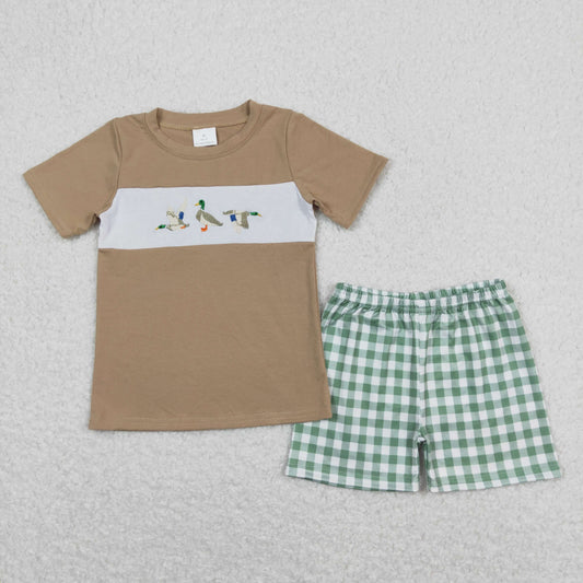 Sibling Baby Boys Embroidery Ducks Top Shorts Hunting Clothes Sets