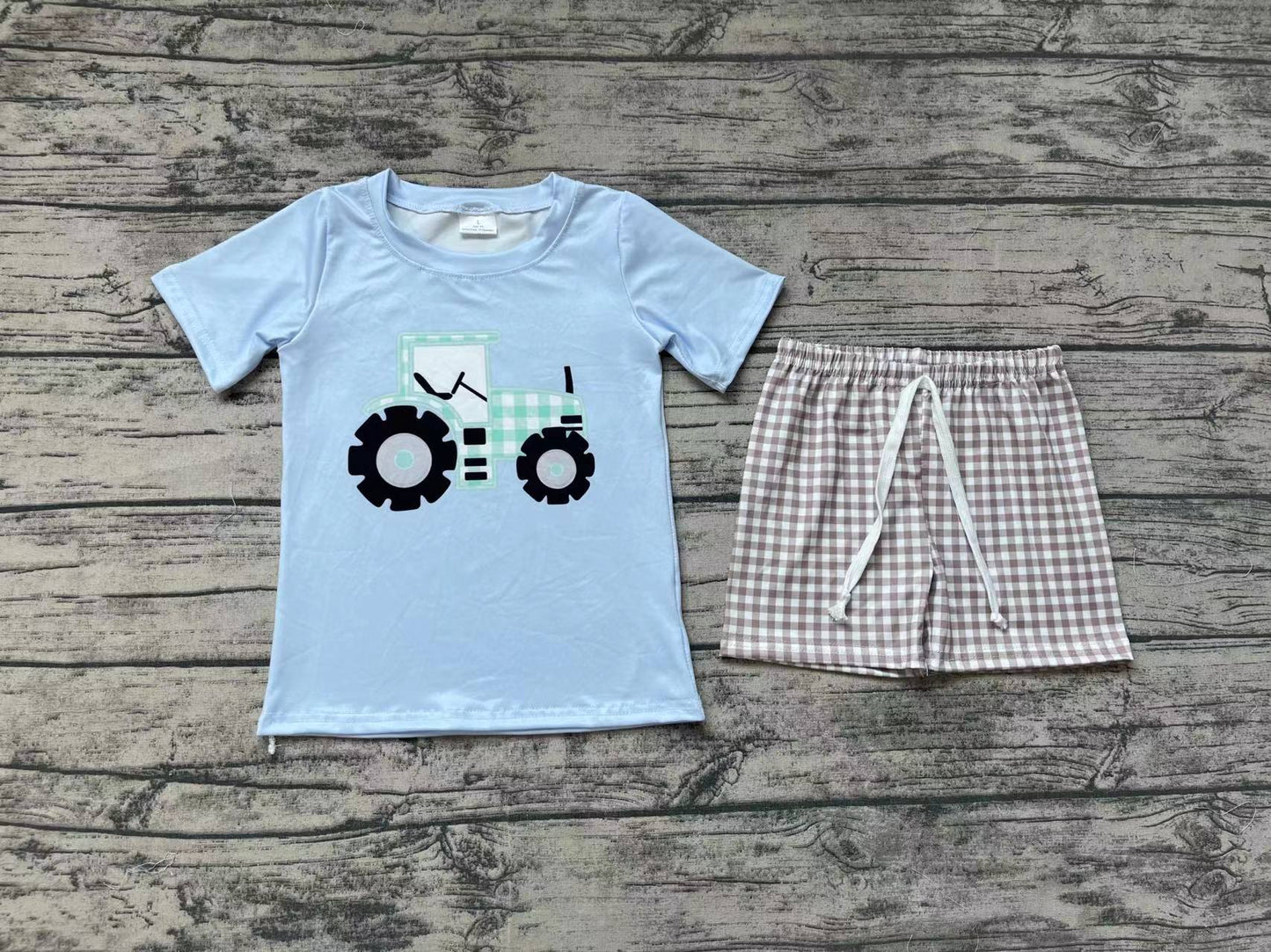 Baby Boys Farm Tractor Shirt Top Shorts Clothes Sets
