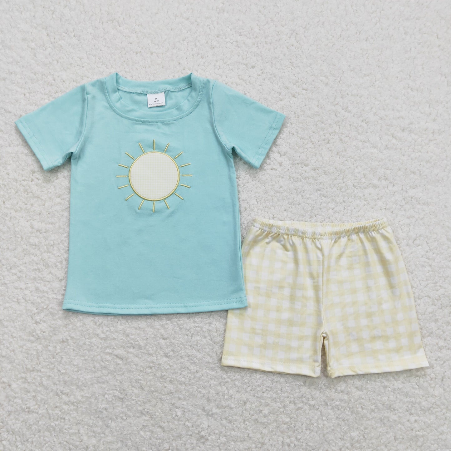 Sibling Baby Boys Short Sleeve Embroidery Sea Boats Top Shorts Clothes Sets